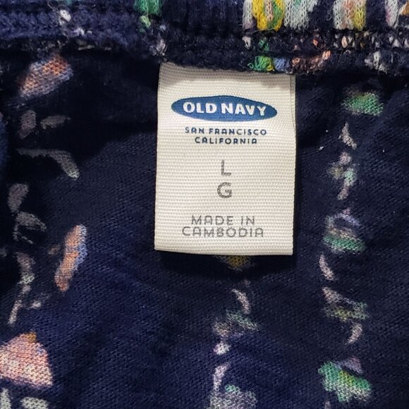 Womens Old Navy Sleeveless Navy Blue Floral Ruffled Blouse Large - Picture 5 of 7